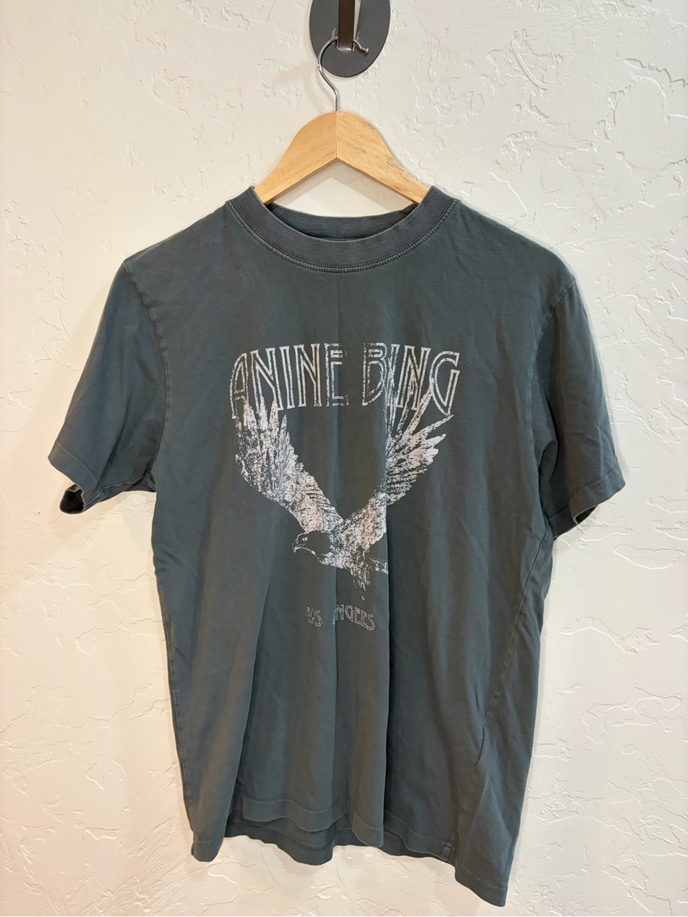 Anine Bing Charcoal Gray Eagle Graphic Short-Sleeve Tee
